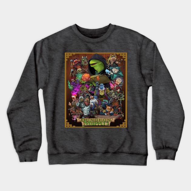 Dungeon Muppets (With Bordered Background) Crewneck Sweatshirt by JohnLattaArt